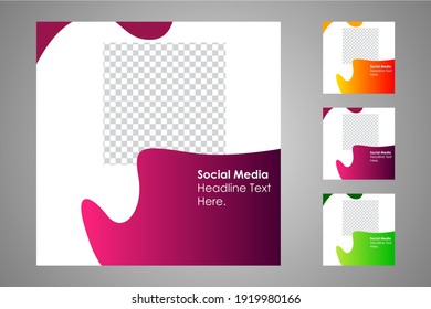 New set of editable minimal banner templates. Suitable for social media posts and web or internet ads. Vector illustration with photo college.