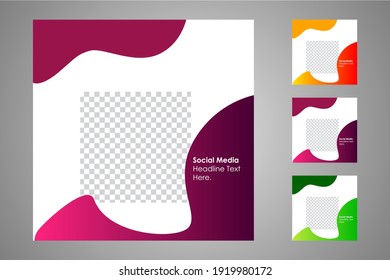 New set of editable minimal banner templates. Suitable for social media posts and web or internet ads. Vector illustration with photo college.