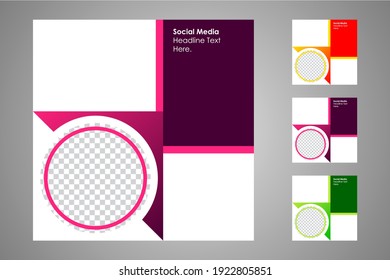 New set of editable minimal banner templates. Suitable for social media posts and web or internet ads. Vector illustration with photo college.