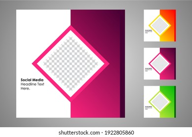 New set of editable minimal banner templates. Suitable for social media posts and web or internet ads. Vector illustration with photo college.