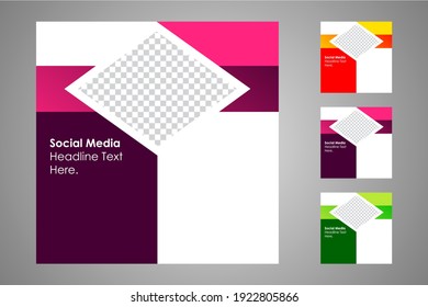 New set of editable minimal banner templates. Suitable for social media posts and web or internet ads. Vector illustration with photo college.