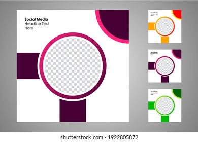 New set of editable minimal banner templates. Suitable for social media posts and web or internet ads. Vector illustration with photo college.