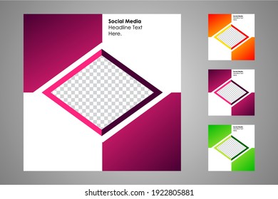 New set of editable minimal banner templates. Suitable for social media posts and web or internet ads. Vector illustration with photo college.