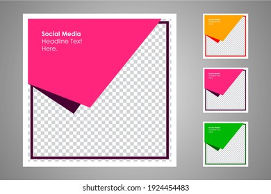 New set of editable minimal banner templates. Suitable for social media posts and web or internet ads. Vector illustration with photo college.