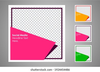 New set of editable minimal banner templates. Suitable for social media posts and web or internet ads. Vector illustration with photo college.