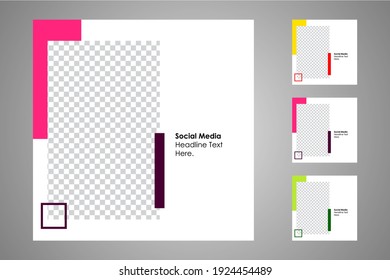 New set of editable minimal banner templates. Suitable for social media posts and web or internet ads. Vector illustration with photo college.