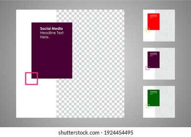 New set of editable minimal banner templates. Suitable for social media posts and web or internet ads. Vector illustration with photo college.