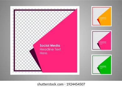 New set of editable minimal banner templates. Suitable for social media posts and web or internet ads. Vector illustration with photo college.