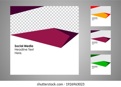 New set of editable minimal banner templates. Suitable for social media posts and web or internet ads. Vector illustration with photo college.