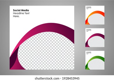 New set of editable minimal banner templates. Suitable for social media posts and web or internet ads. Vector illustration with photo college.