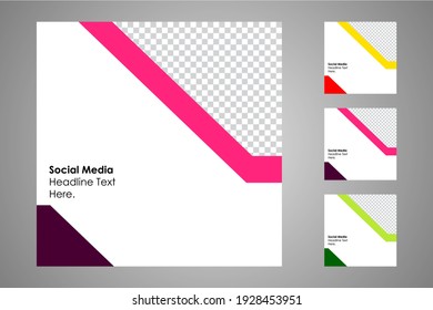 New set of editable minimal banner templates. Suitable for social media posts and web or internet ads. Vector illustration with photo college.