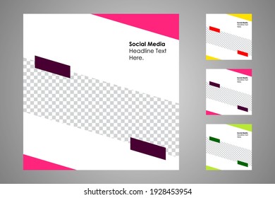 New set of editable minimal banner templates. Suitable for social media posts and web or internet ads. Vector illustration with photo college.