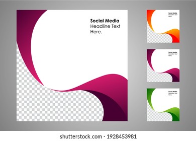 New set of editable minimal banner templates. Suitable for social media posts and web or internet ads. Vector illustration with photo college.