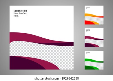 New set of editable minimal banner templates. Suitable for social media posts and web or internet ads. Vector illustration with photo college.