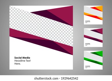 New set of editable minimal banner templates. Suitable for social media posts and web or internet ads. Vector illustration with photo college.
