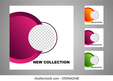 New set of editable minimal banner templates. Suitable for social media posts and web or internet ads. Vector illustration with photo college.