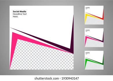 New set of editable minimal banner templates. Suitable for social media posts and web or internet ads. Vector illustration with photo college.