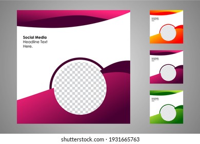 New set of editable minimal banner templates. Suitable for social media posts and web or internet ads. Vector illustration with photo college.