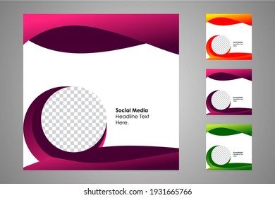 New set of editable minimal banner templates. Suitable for social media posts and web or internet ads. Vector illustration with photo college.