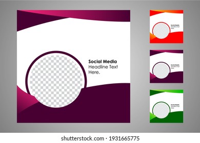 New set of editable minimal banner templates. Suitable for social media posts and web or internet ads. Vector illustration with photo college.