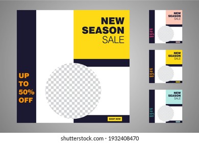 Nuevo conjunto de plantillas de banners mínimas editables. Adecuado para publicaciones en medios sociales y anuncios web o en internet. Ilustración vectorial con colegio fotográfico.
