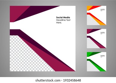 New set of editable minimal banner templates. Suitable for social media posts and web or internet ads. Vector illustration with photo college.