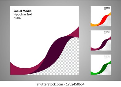 New set of editable minimal banner templates. Suitable for social media posts and web or internet ads. Vector illustration with photo college.