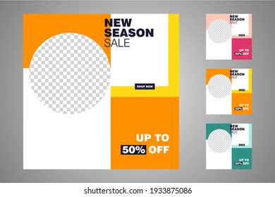 New Set Of Editable Minimal Banner Templates. Suitable For Social Media Posts And Web Or Internet Ads. Vector Illustration With Photo College.