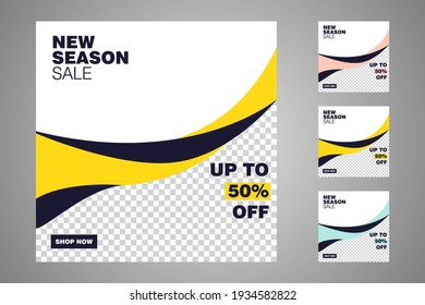 New set of editable minimal banner templates. Suitable for social media posts and web or internet ads. Vector illustration with photo college.