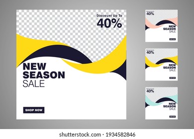 New set of editable minimal banner templates. Suitable for social media posts and web or internet ads. Vector illustration with photo college.
