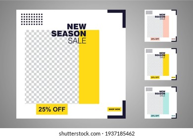 New set of editable minimal banner templates. Suitable for social media posts and web or internet ads. Vector illustration with photo college.