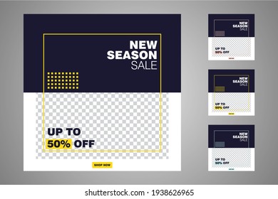 New set of editable minimal banner templates. Suitable for social media posts and web or internet ads. Vector illustration with photo college.