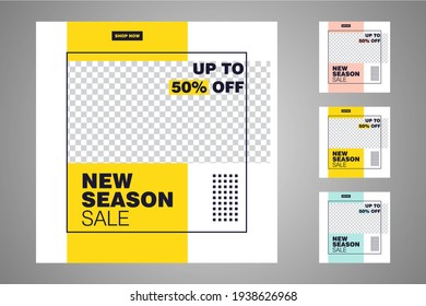 Nuevo conjunto de plantillas de banners mínimas editables. Adecuado para publicaciones en medios sociales y anuncios web o en internet. Ilustración vectorial con colegio fotográfico.