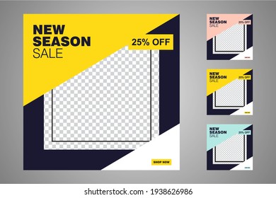 New Set Of Editable Minimal Banner Templates. Suitable For Social Media Posts And Web Or Internet Ads. Vector Illustration With Photo College.