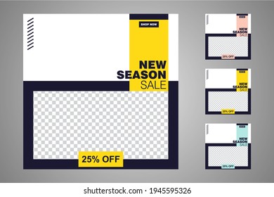 New set of editable minimal banner templates. Suitable for social media posts and web or internet ads. Vector illustration with photo college.