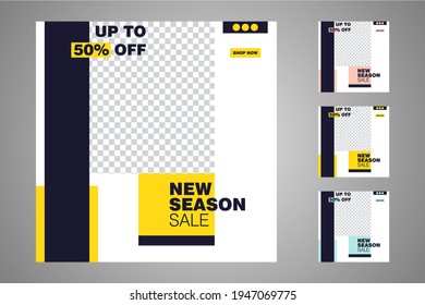New set of editable minimal banner templates. Suitable for social media posts and web or internet ads. Vector illustration with photo college.