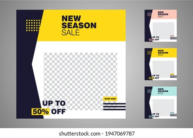 Nuevo conjunto de plantillas de banners mínimas editables. Adecuado para publicaciones en medios sociales y anuncios web o en internet. Ilustración vectorial con colegio fotográfico.
