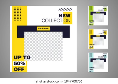 Nuevo conjunto de plantillas de banners mínimas editables. Adecuado para publicaciones en medios sociales y anuncios web o en internet. Ilustración vectorial con colegio fotográfico.