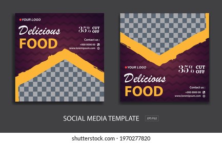 New set of editable minimal banner templates. promotion food,  Suitable for social media posts and web or internet ads. Vector illustration with photo college.