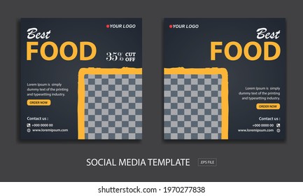 New set of editable minimal banner templates. promotion food,  Suitable for social media posts and web or internet ads. Vector illustration with photo college.