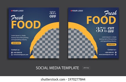 New set of editable minimal banner templates. promotion food,  Suitable for social media posts and web or internet ads. Vector illustration with photo college.