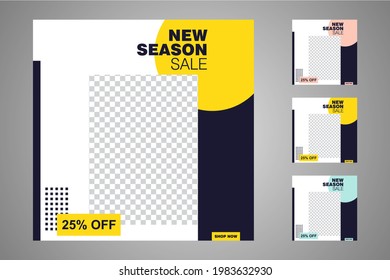 New set of editable minimal banner templates. Suitable for social media posts and web or internet ads. Vector illustration with photo college.