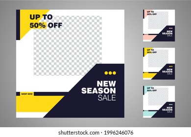 New set of editable minimal banner templates. Suitable for social media posts and web or internet ads. Vector illustration with photo college.