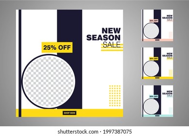Nuevo conjunto de plantillas de banners mínimas editables. Adecuado para publicaciones en medios sociales y anuncios web o en internet. Ilustración vectorial con colegio fotográfico.