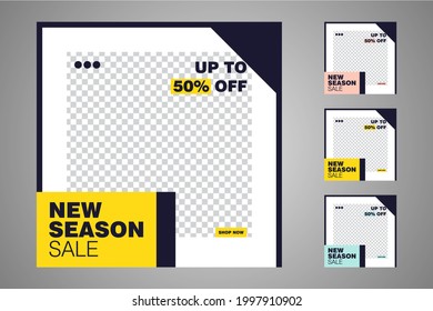 New set of editable minimal banner templates. Suitable for social media posts and web or internet ads. Vector illustration with photo college.