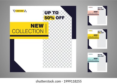 Nuevo conjunto de plantillas de banners mínimas editables. Adecuado para publicaciones en medios sociales y anuncios web o en internet. Ilustración vectorial con colegio fotográfico.