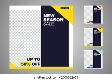 New set of editable minimal banner templates. Suitable for social media posts and web or internet ads. Vector illustration with photo college.