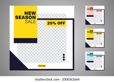 New set of editable minimal banner templates. Suitable for social media posts and web or internet ads. Vector illustration with photo college.