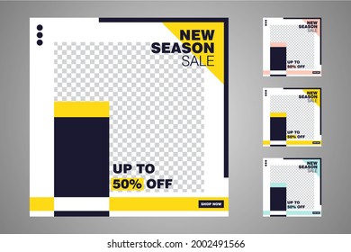 Nuevo conjunto de plantillas de banners mínimas editables. Adecuado para publicaciones en medios sociales y anuncios web o en internet. Ilustración vectorial con colegio fotográfico.