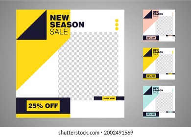 New set of editable minimal banner templates. Suitable for social media posts and web or internet ads. Vector illustration with photo college.
